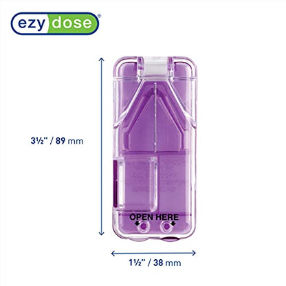 Ezy Dose Pill Cutter and Splitter with Dispenser, Cuts Pills, Vitamins, Tablets, Stainless Steel Blade, Travel Sized, Colors May Vary