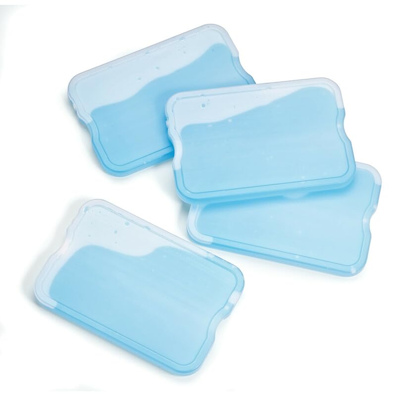 Fit & Fresh XL Cool Coolers Freezer Slim Ice Pack for Lunch Box, Set of 4, Xtra Large, Blue, 4 count (Pack of 1)