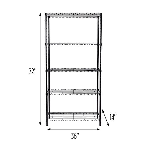 Honey-Can-Do SHF-01442 Storage Shelving, 5-Tier, Black