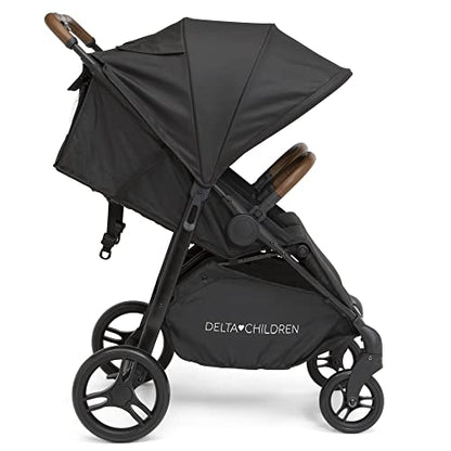 Delta Children Cruzer Double Stroller – Lightweight Side by Side with Reclining Seats, Extendable Canopies and Flat Fold, Black