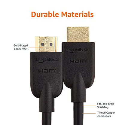 Amazon Basics High-Speed, 4K Ultra HD HDMI 2.0 Cable / Cord, 60 Hz, 2160p, 48 bit, 18 Gbps, 3D, male-to-male, 0.9m (2.9ft) for Laptop, Black