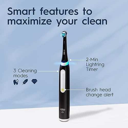 Oral-B iO Series 3 Limited Rechargeable Electric Powered Toothbrush, Blue with 2 Brush Heads and Travel Case - Visible Pressure Sensor to Protect Gums - 3 Modes - 2 Minute Timer