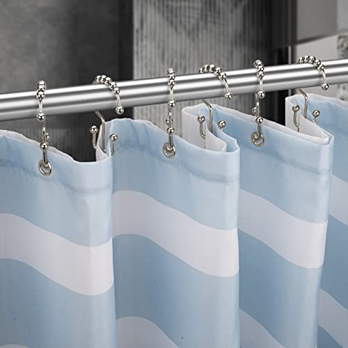 Titanker Shower Curtain Hooks, Shower Curtain Rings Rust Proof Metal Double Glide Shower Hooks Rings for Bathroom Shower Rods Curtains, Set of 12 Hooks - Nickel