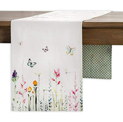 Maison d' Hermine Tablerunner 100% Cotton Table Runner Decorative Table Runners for Gifts, Home, Wedding, Buffet Party & Camping, Botanical Fresh (Double Layer) - Spring/Summer(14.50"x72")