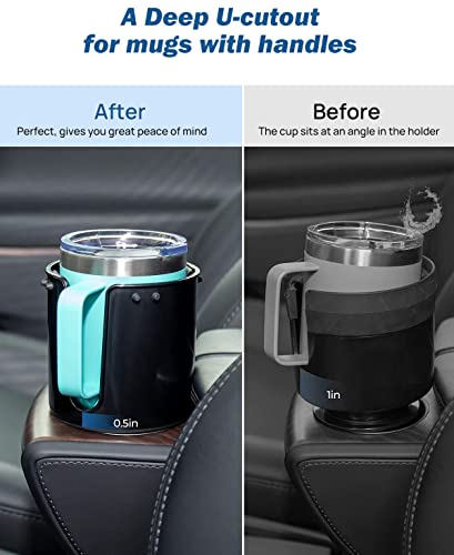 JOYTUTUS Large Stable Cup Holder Expander for YETI, Hydro Flask, Nalgene, Hold 18-40 oz Bottles and Mugs, Car Cup Holder Adapter Fits Most Cup Holder