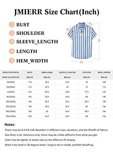 JMIERR Men's Summer Casual Stylish Short Sleeve Button-Up Shirts Cotton Linen Vertical Striped Business Dress Shirts Beach Cruise Shirt Resort Wear Old Money Aesthetic Clothes, US 43(L), Sky Blue