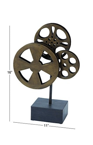 Deco 79 Metal Film Reels Sculpture, 11" x 5" x 16", Brown