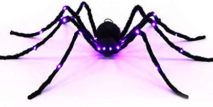 Sizonjoy Halloween Spider Decorations, Giant Light up Black Hairy Spider Decoration for Best Halloween Party Outdoor Indoor Yard Decoration