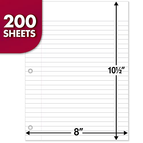 Mead Loose Leaf Paper, Notebook Paper, Wide Ruled Filler Paper, Standard, 8 x 10.5, 200 Sheets per Pack (73183), Pack of 3 White