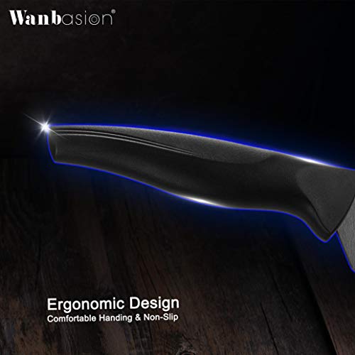 Wanbasion Black Stainless Steel Knife Set, Sharp Kitchen Knife Set Professional, Kitchen Knife Set Dishwasher Safe with Covers for Cooking