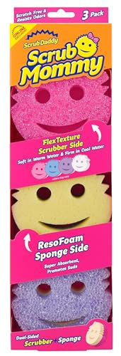 Scrub Daddy Scrub Mommy - Dish Scrubber + Non-Scratch Cleaning Sponges Kitchen, Bathroom + Multi-Surface Safe - Dual-Sided Dish Sponges for Scrubbing + Wiping Spills (3 Count) - Online Exclusive