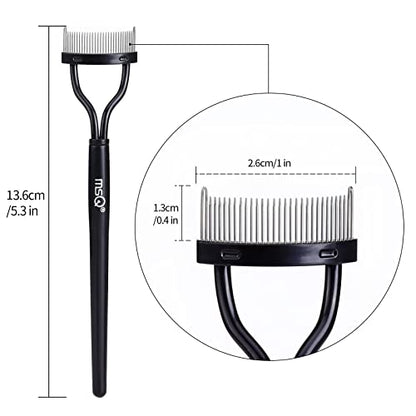 Eyelash Comb MSQ Eyelash Separator Tool Eyelash Comb Separator Arc Designed Eyelash Brush Separator With Comb Cover Lash Comb for Eyelash Makeup Brush Black (1PCS)