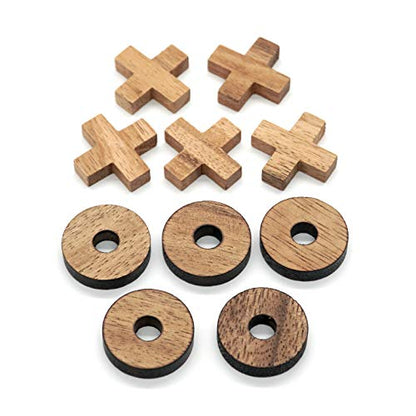 BSIRI Tic Tac Toe Wooden Board Games (Only X-O Pieces)- Unique Gifts, Fun Gifts for Kids and Adults and Use as Living Room Rustic Table Decor Ideal for Coffee Table Decor