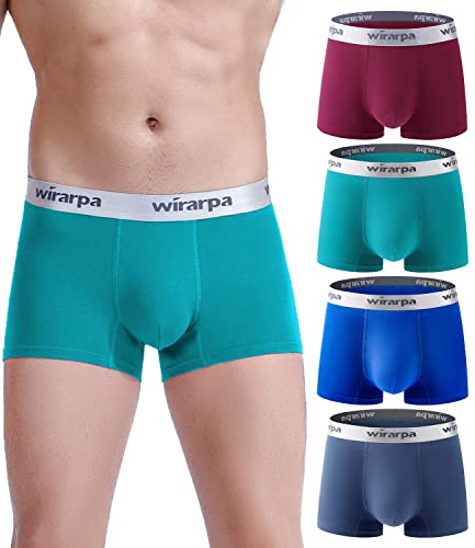 wirarpa Mens Trunks Underwear Cotton Boxer Briefs Short Leg Underpants Multicolor 4 Pack Medium