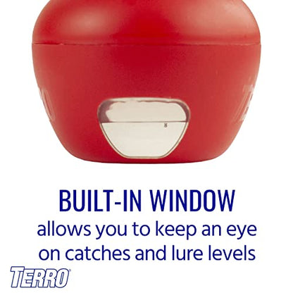 TERRO T2503SR Ready-to-Use Indoor Fruit Fly Killer and Trap with Built in Window - 4 Traps + 180 day Lure Supply