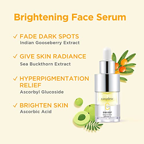 Easydew EGF Vitamin C Serum for Face with Niacinamide, Prevents Fine Lines & Wrinkles, Skin Brightening Booster for Dark Spots & Pigmentation I Not Tested on Animals, Clean K-Beauty, 1.13 fl.oz