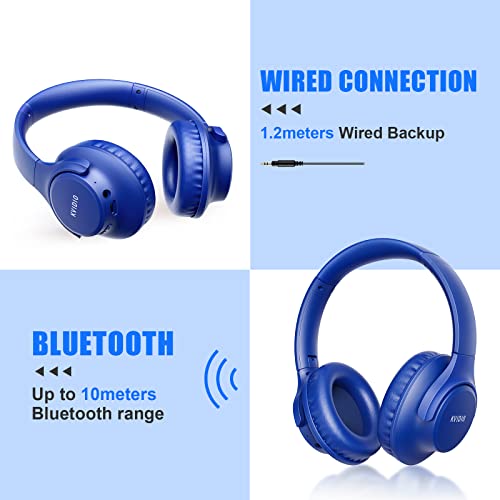 KVIDIO [Updated] Bluetooth Headphones Over Ear, 65 Hours Playtime Wireless Headphones with Microphone,Foldable Lightweight Headset with Deep Bass,HiFi Stereo Sound for Travel Work Laptop PC Cellphone