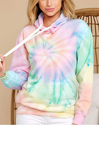 YOCUR Womens Hoodies Sweatshirt Teen Girls Tie Dye Hoodie Thin Sweatshirt Casual Fall Tops Long Sleeve Pocket Pullover Green L