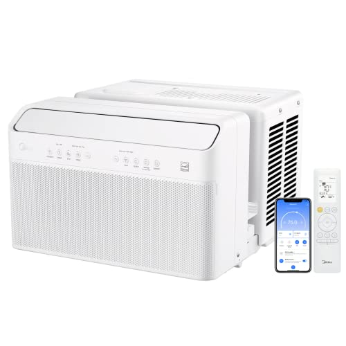 Midea U-Shaped Smart Inverter Window Air Conditioner–Cools, Ultra Quiet with Open Window Flexibility, Works with Alexa/Google Assistant, 35% Energy Savings, Remote Control, 10,000 BTU, White