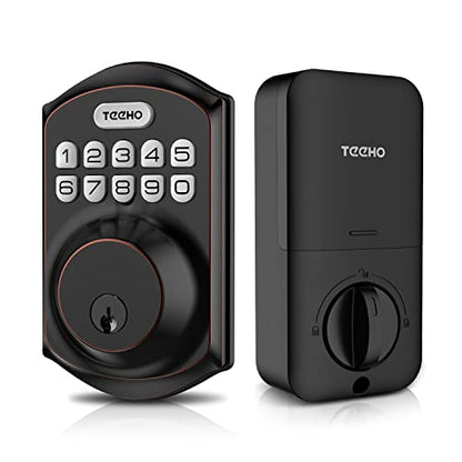 TEEHO TE001 Keyless Entry Door Lock with Keypad - Smart Deadbolt Lock for Front Door with 2 Keys - Auto Lock - Easy Installation - Oil-Rubbed Bronze