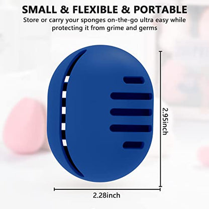 Fauxomor Makeup Sponge Holder,Double-sided Breathable Silicone Beauty Blender Holder for Travel,Shatterproof Make Up Sponge Travel Case for All Sponges Easy to Carry,Sapphire Blue