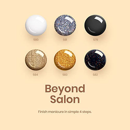 Beetles Black Gold Glitter Gel Nail Polish Set - 6 Colors Black White Silver Rose Glitter All Season Gel Polish Kit Soak Off Nail Uv Lamp Gel Kit Gel Nail Art Best Christmas Gift for Women