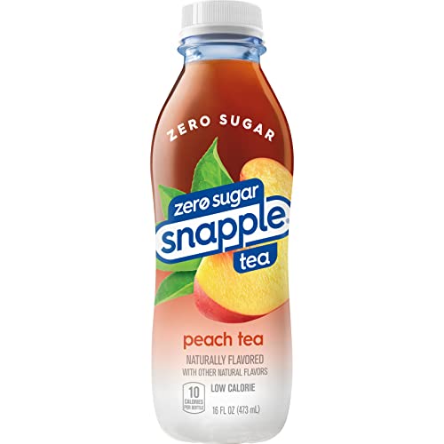 Snapple Zero Sugar Peach Tea, 16 fl oz recycled plastic bottle, Pack of 12