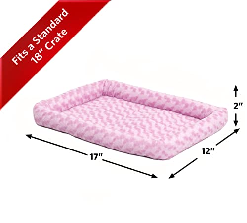 MidWest Homes for Pets Bolster Dog Bed 18L-Inch Pink Dog Bed or Cat Bed w/ Comfortable Bolster | Ideal for "Toy" Dog Breeds & Fits an 18-Inch Dog Crate | Easy Maintenance Machine Wash & Dry