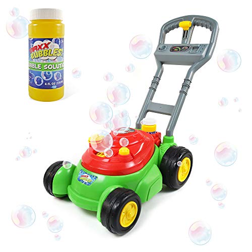 Bubble-N-Go Deluxe Toy Bubble Lawn Mower with 4 oz Bubble Solution | No Batteries Required | Amazon Exclusive - Maxx Bubbles