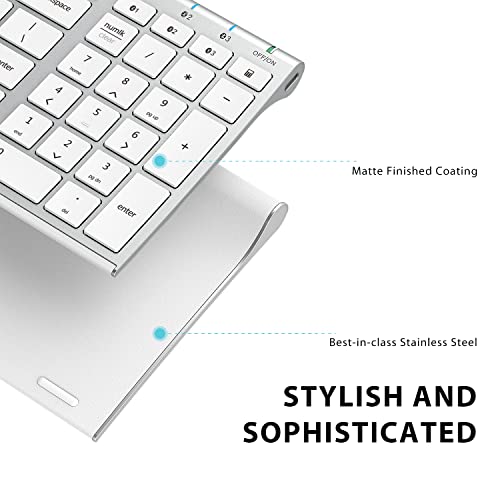 iClever BK10 Bluetooth Keyboard, Multi Device Keyboard Rechargeable Bluetooth 5.1 with Number Pad Ergonomic Design Full Size Stable Connection Keyboard for iPad, iPhone, Mac, iOS, Android, Windows