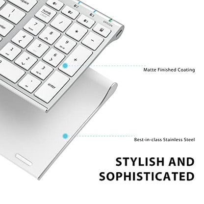 iClever BK10 Bluetooth Keyboard, Multi Device Keyboard Rechargeable Bluetooth 5.1 with Number Pad Ergonomic Design Full Size Stable Connection Keyboard for iPad, iPhone, Mac, iOS, Android, Windows