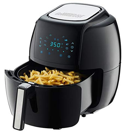 GoWISE USA GWAC22003 5.8-Quart Air Fryer with Accessories, 6 Pcs, and 8 Cooking Presets + 100 Recipes (Black), Qt