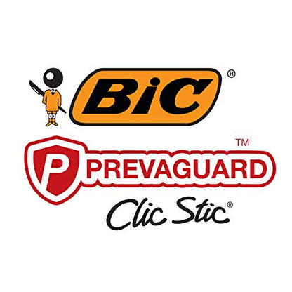 BIC PrevaGuard Clic Stic Ballpoint Pen With Built-in Protection To Suppress Bacteria Growth, Medium Point (1.0mm), Black, 12-Count