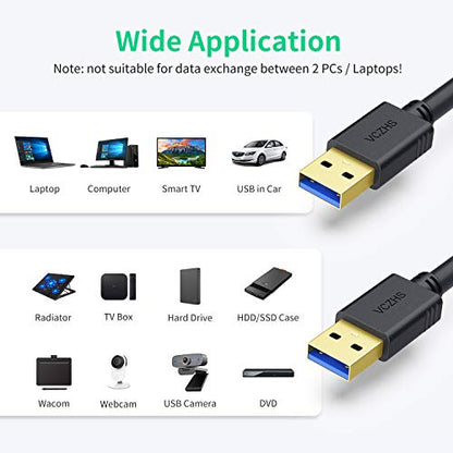 USB to USB Cable 6ft, VCZHS USB to USB USB A to USB A USB Cord for Hard Drive Enclosures, DVD Player, Laptop Cooler and More