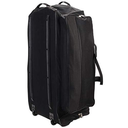 Champion Sports Wheeled Equipment Bag: Large Nylon Athletic Travel Bag with Wheels for Baseball, Football, Basketball, Soccer, Hockey, and Training , Black