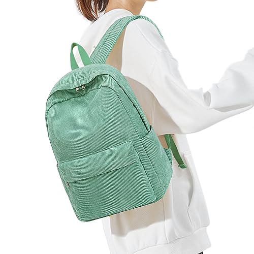 BTOOP School Backpack for Teens Large Corduroy Bookbag Lightweight Girls Boys Casual High School College 17 inch Laptop Travel Bag (Green, 17 inch)