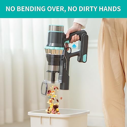 Belife BVC11 Cordless Vacuum Cleaner, 25Kpa Stick Vacuum Cleaners for Home Hardwood Floor Carpet Pet Hair, 380W Powerful Brushless Motor, Up to 40mins Runtime, LED Touch Display, Blue