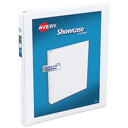 Avery Economy Showcase View 3 Ring Binder, 1/2 Inch Round Rings, 1 White Binder (19551)