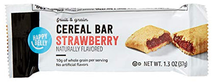 Amazon Brand - Happy Belly Fruit & Grain Cereal Bars Strawberry, 1.03 Oz, 8 Count