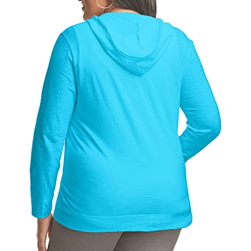 Just My Size Women's Full Zip Jersey Hoodie, Process Blue, 1X