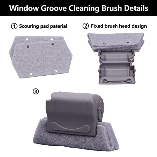 Korunb Magic Window Groove Cleaning Brushs, Hand-held Crevice Cleaning Tools, Window or Sliding Door Track Cleaner for Sliding Door, Sill, Tile Lines, Shutter, Car Vents, Keyboard, Small Clean Kit