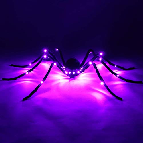 Sizonjoy Halloween Spider Decorations, Giant Light up Black Hairy Spider Decoration for Best Halloween Party Outdoor Indoor Yard Decoration