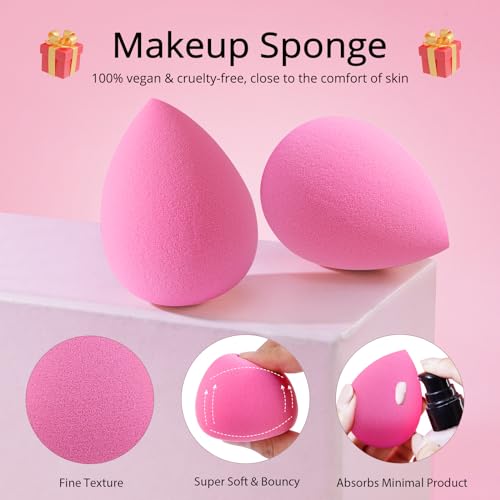 BEAKEY Soft Make up Brushes, Gentle on Skin, Effective Application - 12Pcs Premium Makeup Brush Set, Makeup Brushes, Contour Brushes, with 2Pcs Blender Sponges (Packaging May Vary)