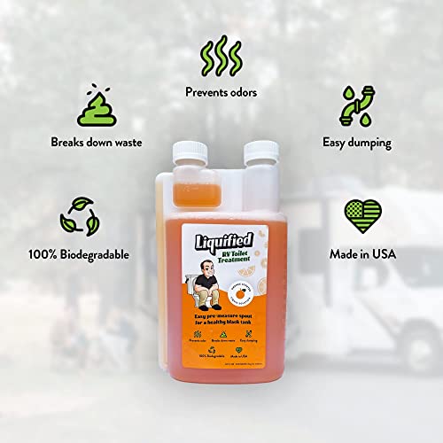 Liquified RV Toilet Treatment - Black Holding Tank Digester - Odor Eliminator - Orange Scent - Matts RV Reviews (32oz)