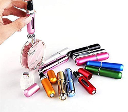 Refillable Perfume Atomizer Bottle, Pocket Cologne Sprayer, Travel Mini Perfume Atomizer Container Multicolor Perfume Spray, Scent Pump Case for Traveling 3 Pcs Pack of 5ml, Blue-Silver-Rose Pink