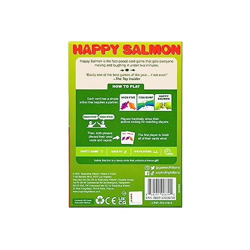 Exploding Kittens Happy Salmon Family-Friendly Party - Card Games for Adults, Teens & Kids