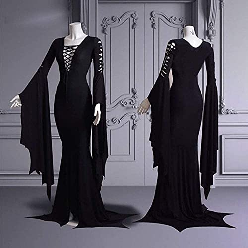 Women's Morticia Floor Dress Costume Adult Women Gothic Witch Vintage dress XL