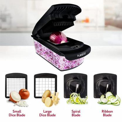 Fullstar Vegetable Chopper - Spiralizer Vegetable Slicer - Onion Chopper with Container - Pro Food Chopper -  Slicer Dicer Cutter - (4 in 1, Black)