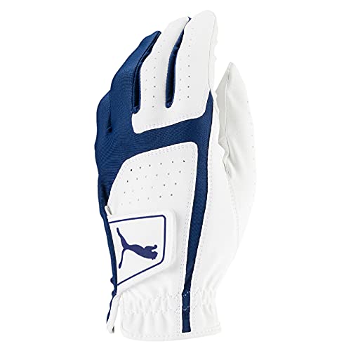 PUMA Golf Men's Flexlite Golf Glove (Bright White-Monaco Blue, Medium, Left Hand)