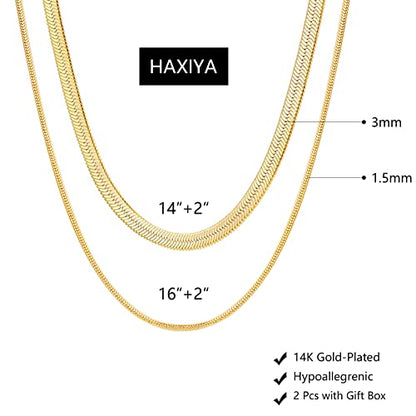 HAXIYA Gold Necklace Jewelry for Women 14K Gold/Silver Plated Snake Chain Necklace Choker Necklaces for Women Girl Gifts